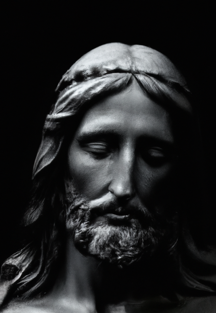 DALL·E 2023-12-24 13.25.58 - a dark image of the head of jesus christ